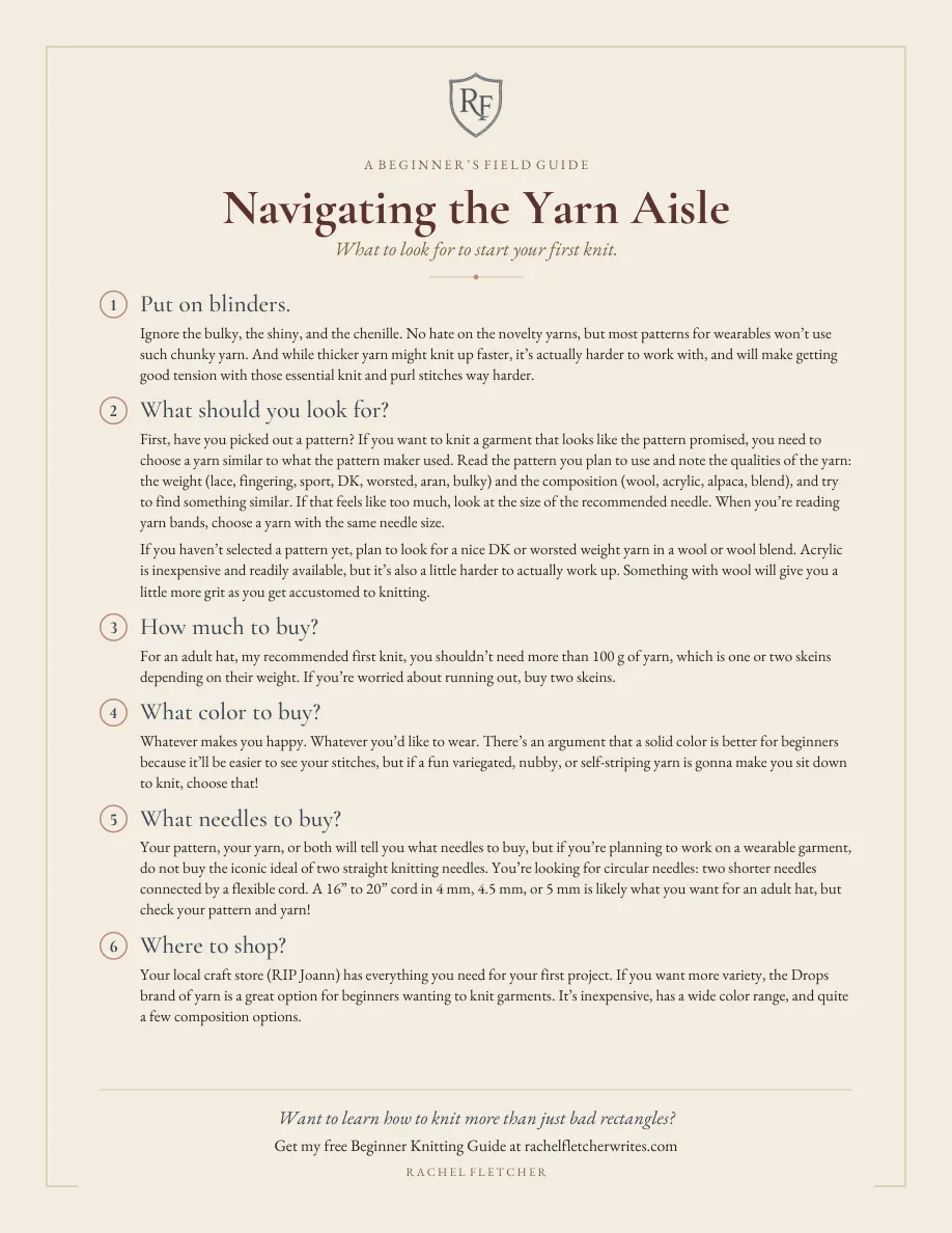 The Navigating the Yarn Aisle card